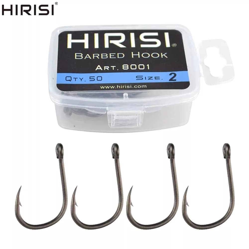 Hirisi 50 Hameçons Carpe Barbelés Revêtus Design Japon Acier Haut Carbone Pêche Sportive