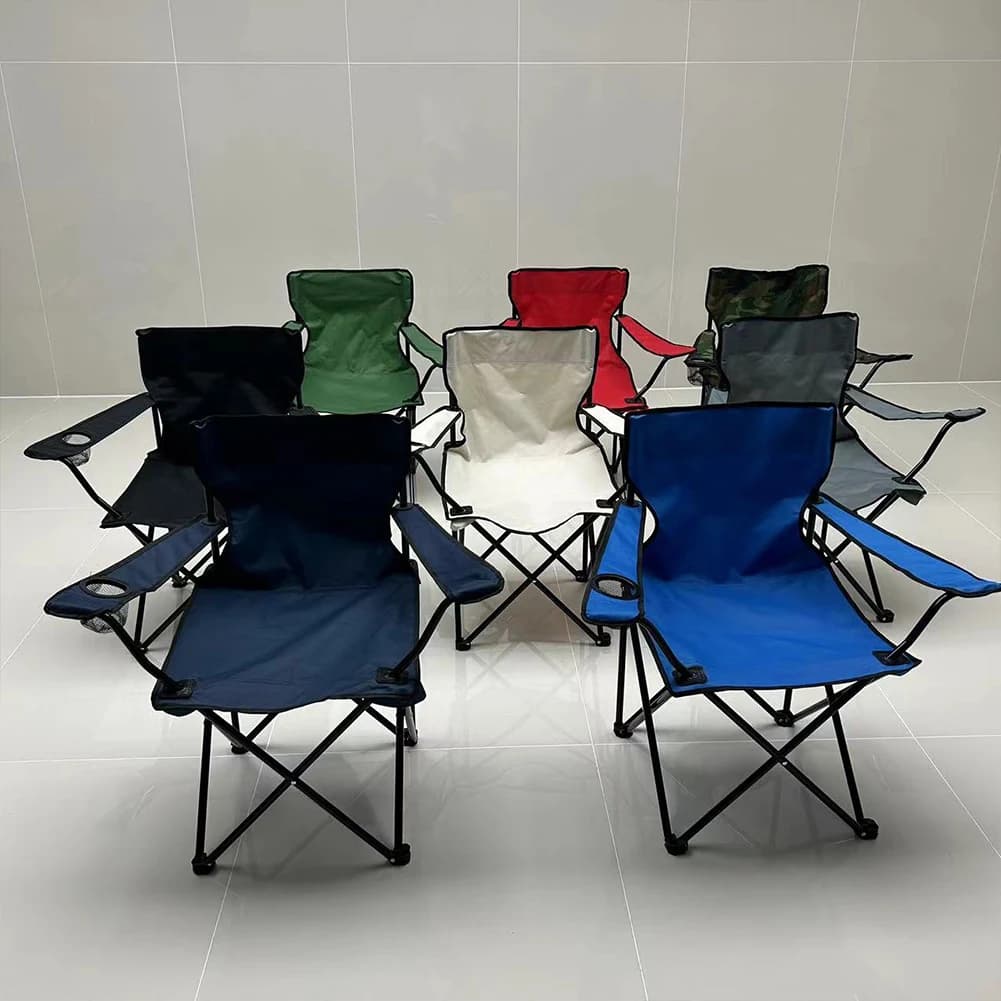 Chaise pliante de pêche avec porte-bouteille - Siège Oxford portable pour plage et camping