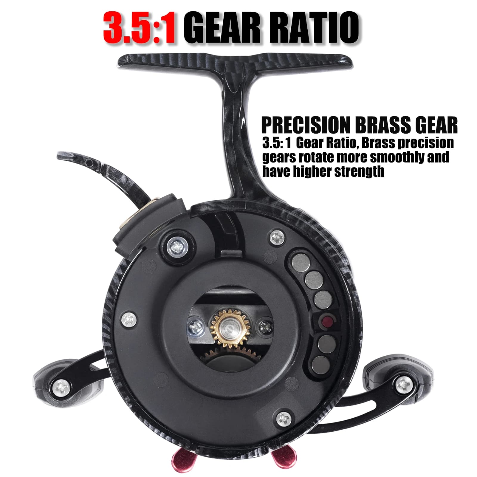 Moulinet ice fishing SAMOLLA inline 3.5:1 ultra fluide système magnétique 8kg drag pour hiver