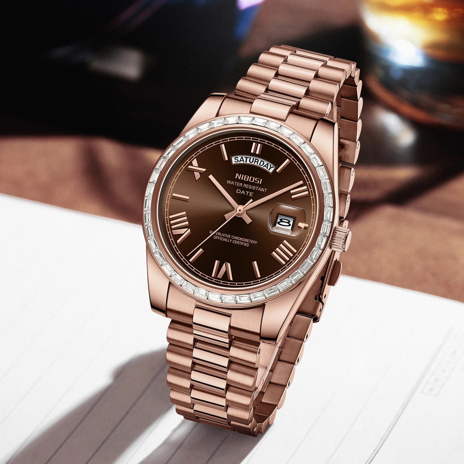 Montre homme NIBOSI luxe étanche acier jour date mouvement Miyota - Montre bracelet homme Role reloj hombre tendance
