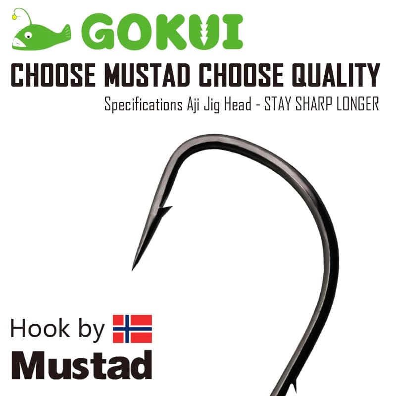 10 hameçons finesse Aji jig heads Mustad pour pêche fine de la truite et petits carnassiers