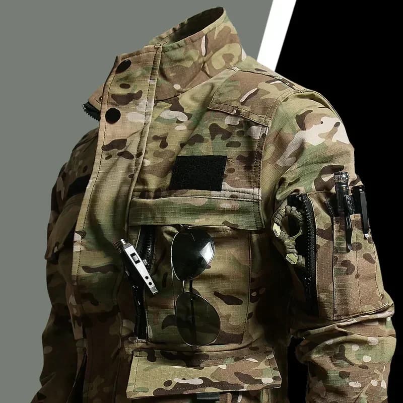 Uniforme camouflage war games pêche tactique veste salopette multi-poches training CS 2 pièces