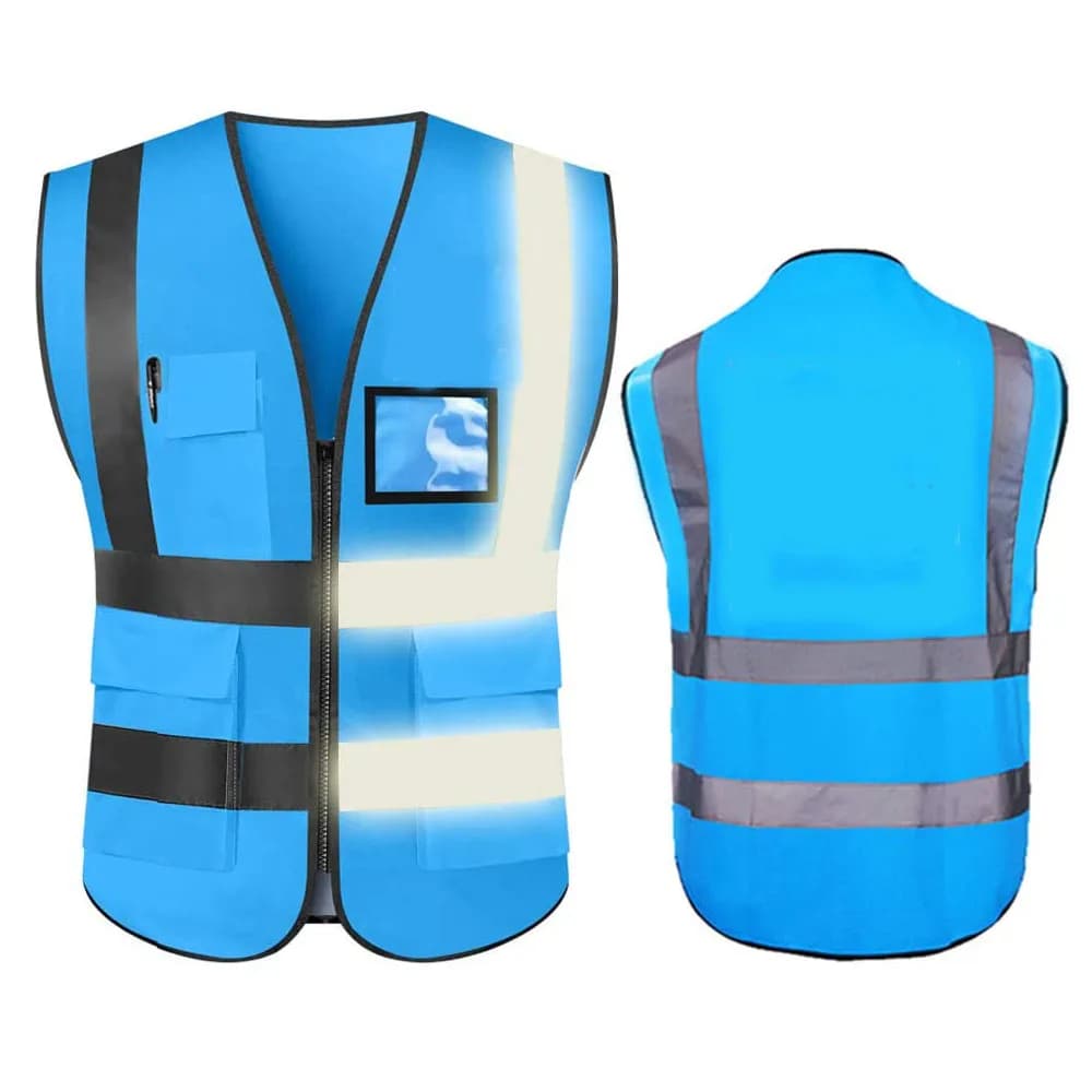 Gilet sécurité haute visibilité bandes réfléchissantes 5 poches norme ANSI Classe 2 pêche professionnelle