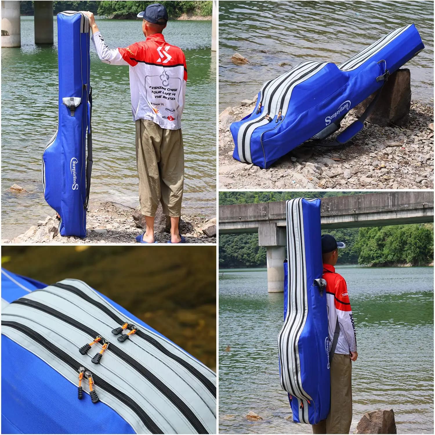 Sac canne pêche 3 couches Sougayilang - Organisation transport cannes moulinets français