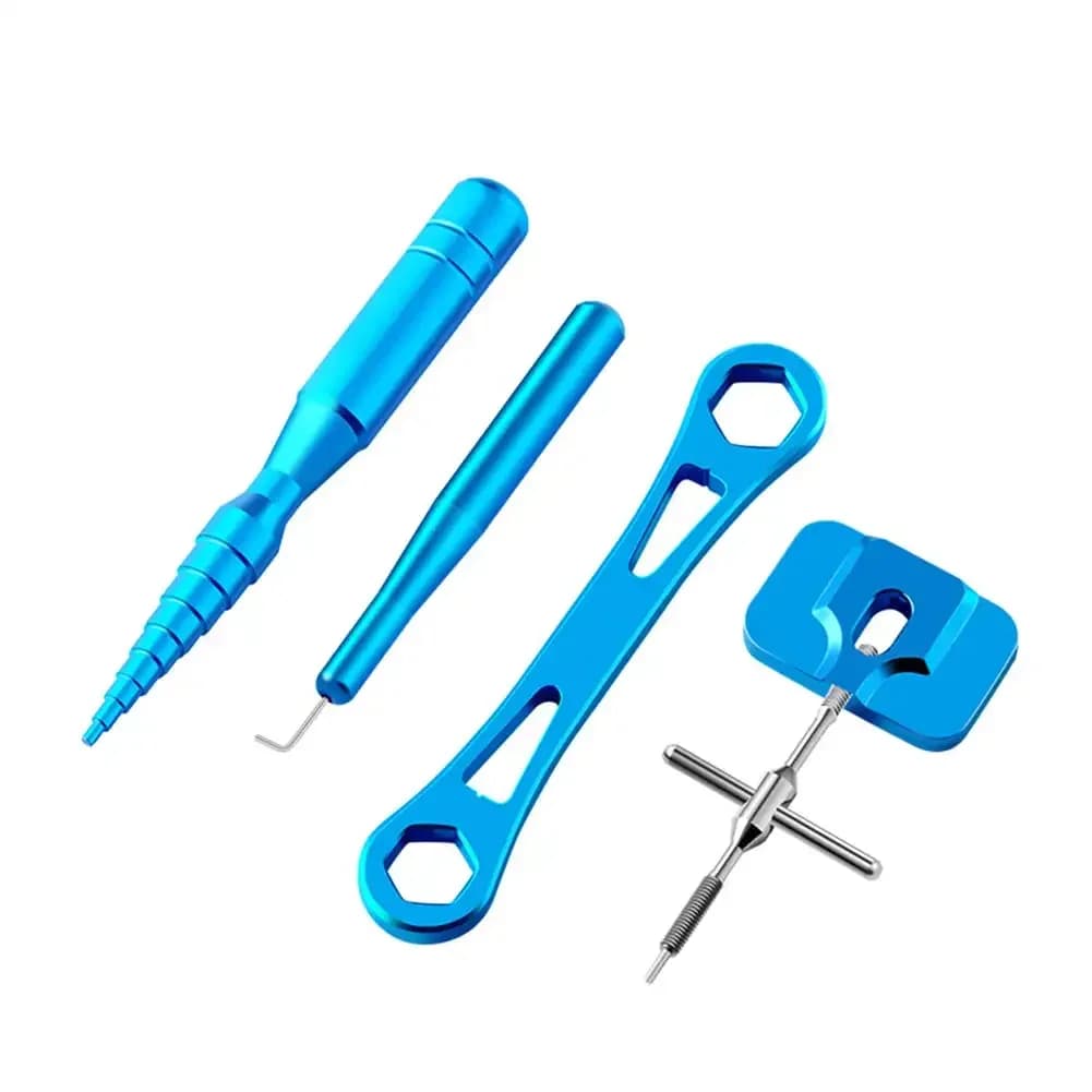 Kit d'outils de maintenance pour moulinet pêche : extracteur roulements, clé démontage, entretien matériel