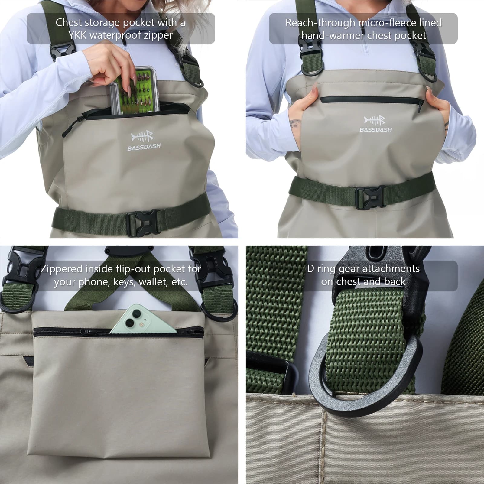 Waders femme Bassdash IMMERSE - Combinaison respirante pied nu pour pêche à la mouche légère