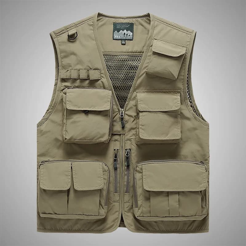 Veste légère respirante multi-poches pour pêche et outdoor - Gilet détachable homme FGKKS
