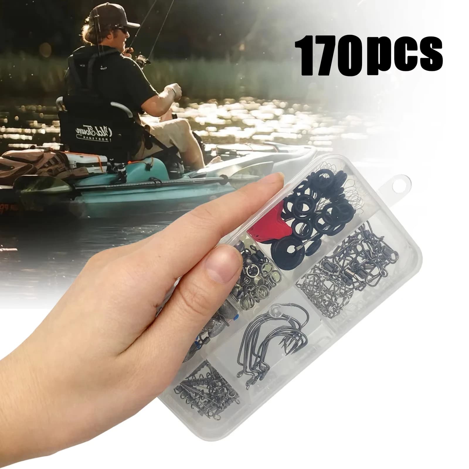 Kit de pêche professionnel 170-410 pièces avec boîte : hameçons, plombs, émerillons pour truite et mer