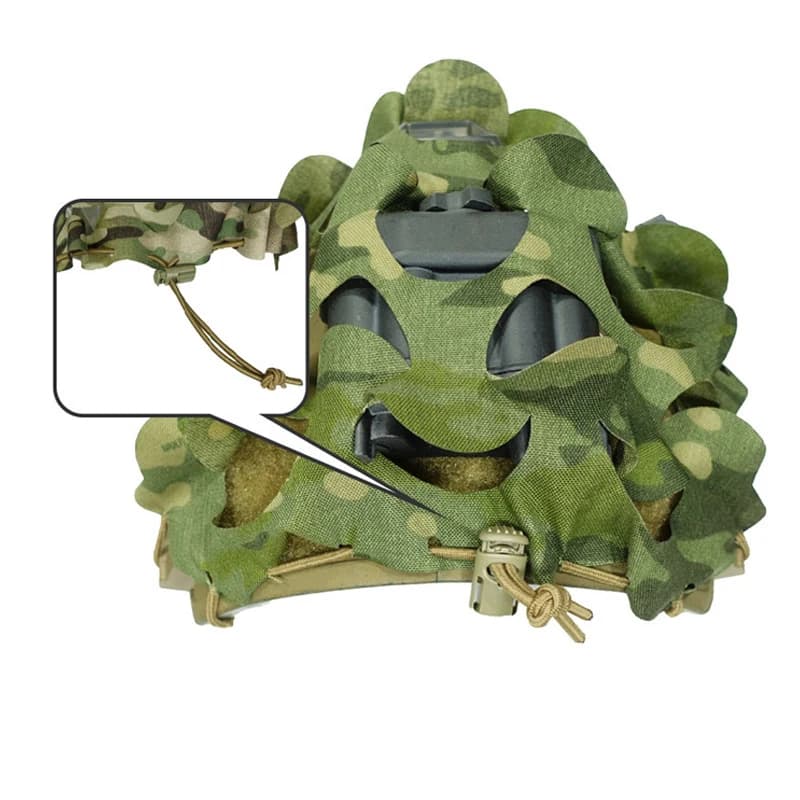 Filet de camouflage 3D pour casque airsoft - Housse nylon découpée laser chasse paintball parachutiste