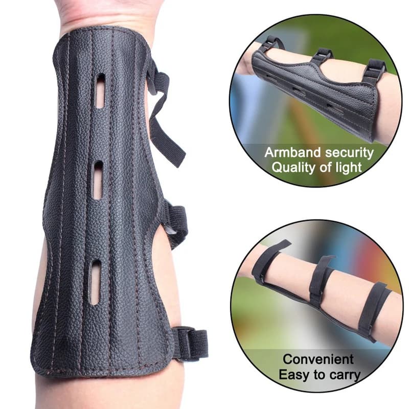 Protège-bras réglable en cuir pour tir à l'arc - Accessoire pêche et chasse protection essentielle