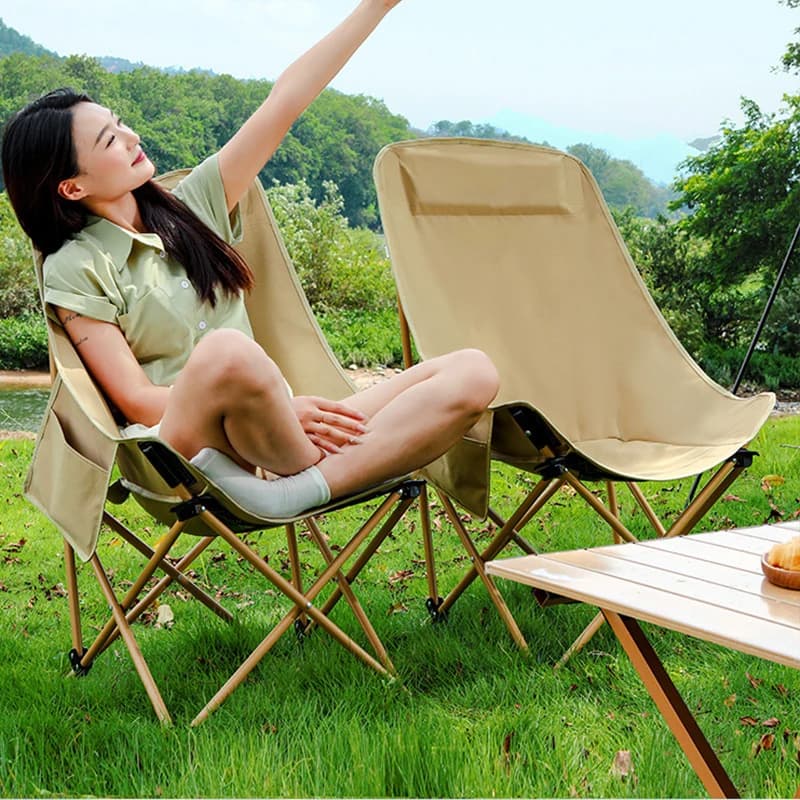 Chaise lune pliante avec épais rembourrage - Siège camping perlé pour adultes et événements
