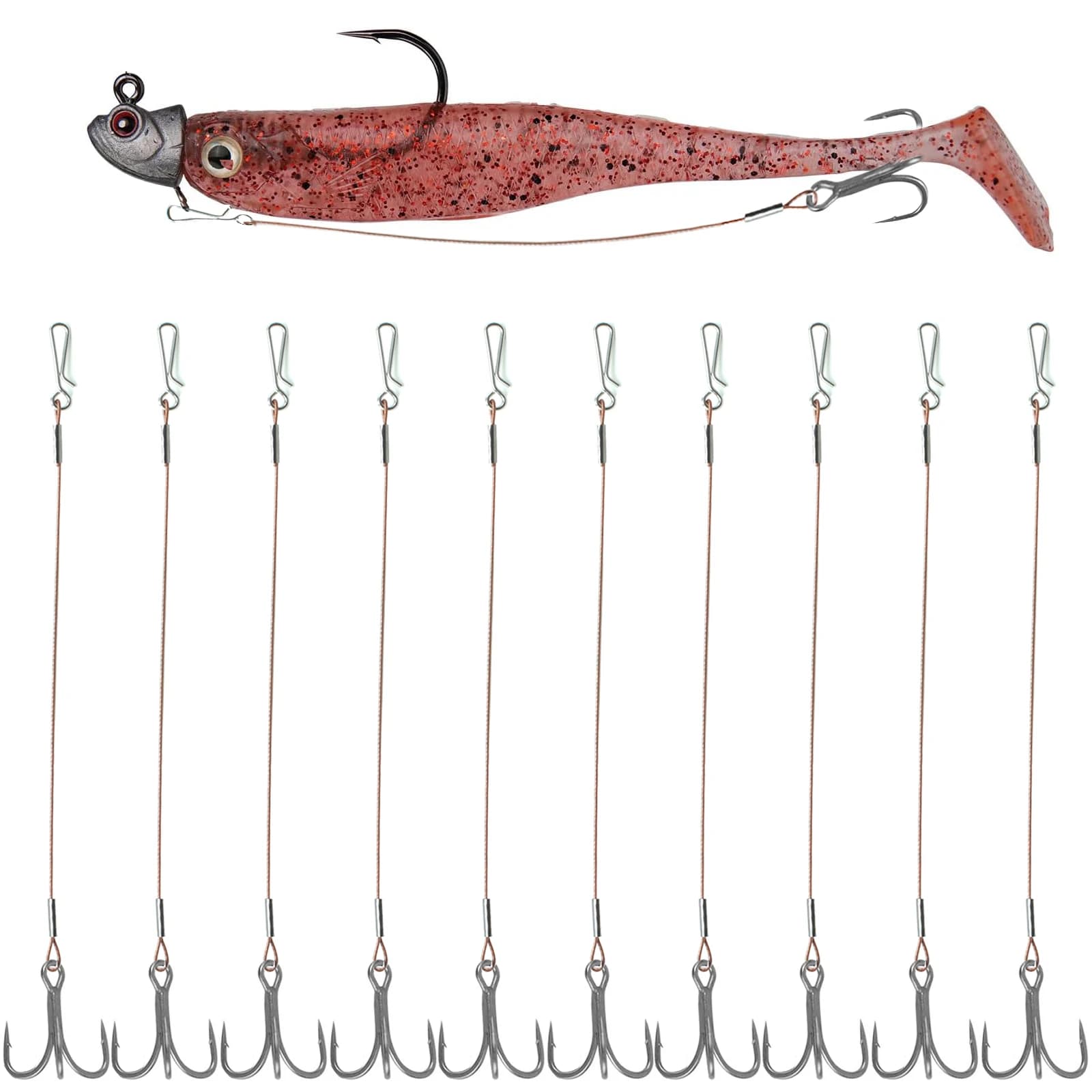 10 triples hameçons avec attache rapide - rigs stinger pour brochet et doré pêche leurres