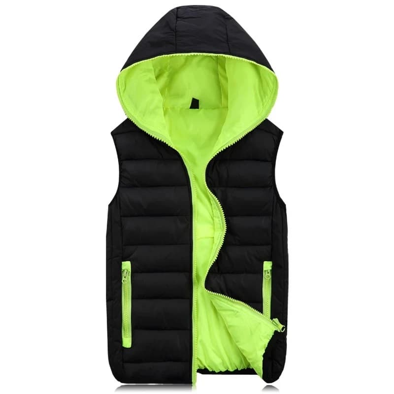 Veste matelassée homme sans manches hiver capuche épaisse coton 4XL vêtement chaud pêche quotidien
