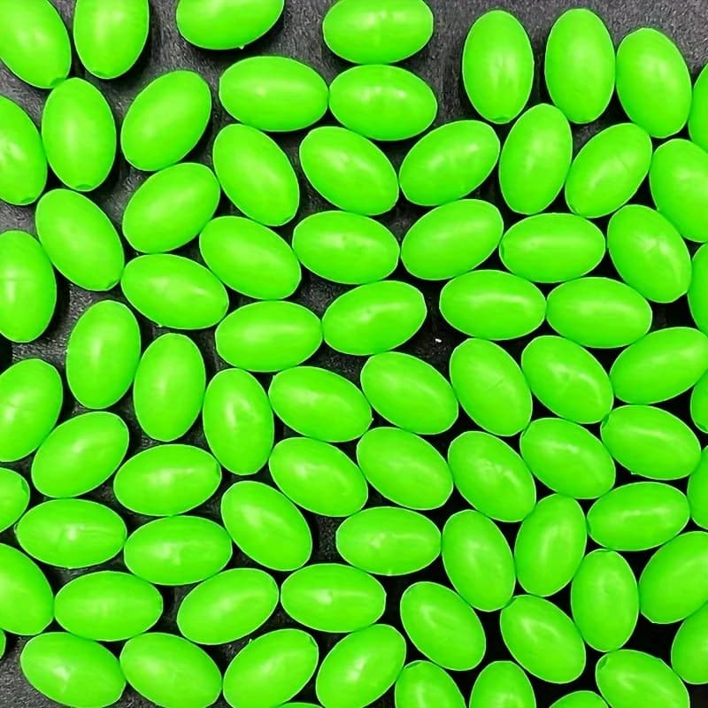200 perles luminescentes vertes pour flotteurs de pêche - Accessoires leurres ovales