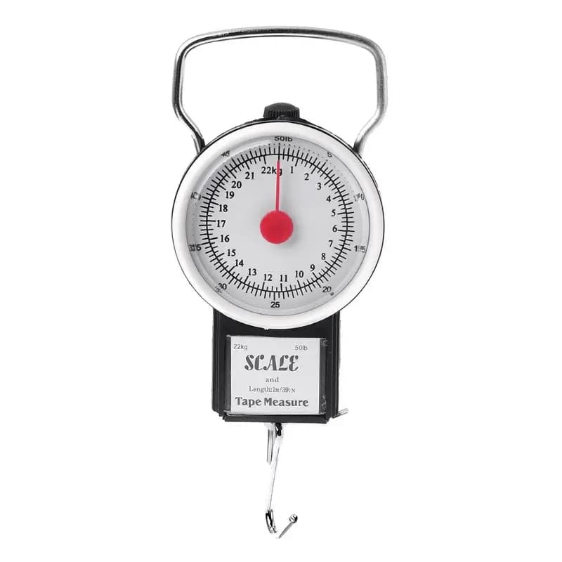 Balance à cadran pêche 22kg/50lb avec mètre ruban - Pèse-poisson mécanique portable multifonction