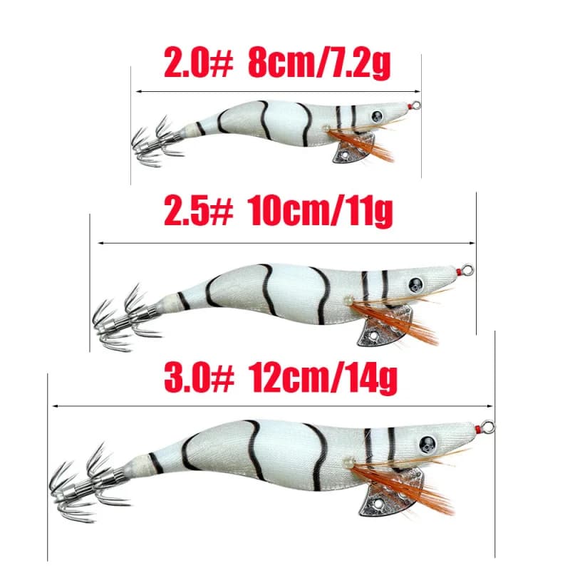 Leurre lumineux Full Body crevette colorée - Appât imitation calmar pour pêche en mer au parasol