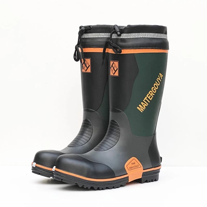Bottes de pluie caoutchouc anti-dérapantes unisexes pour pêche, chasse, randonnée et travail