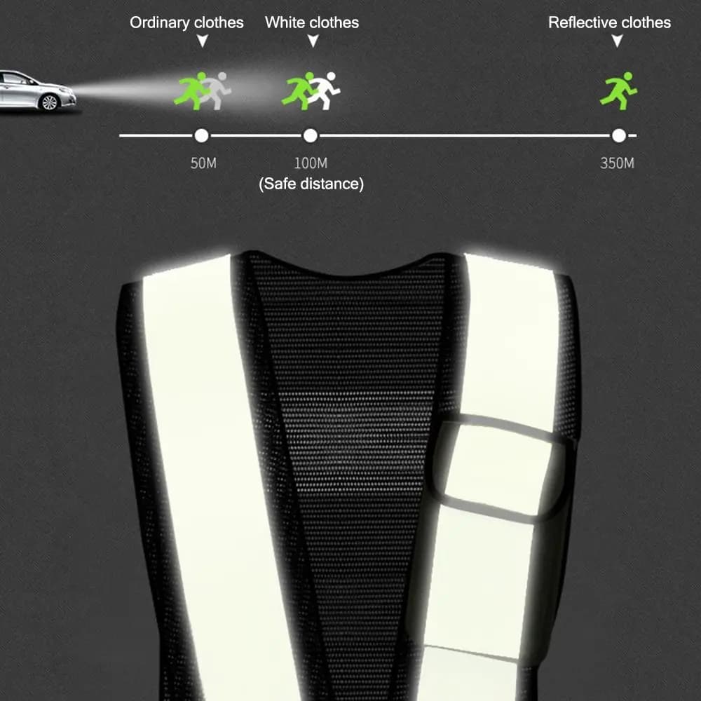 Gilet réfléchissant V shape avec bandes réfléchissantes - Vêtement de sécurité pour pêche nocturne vert noir orange