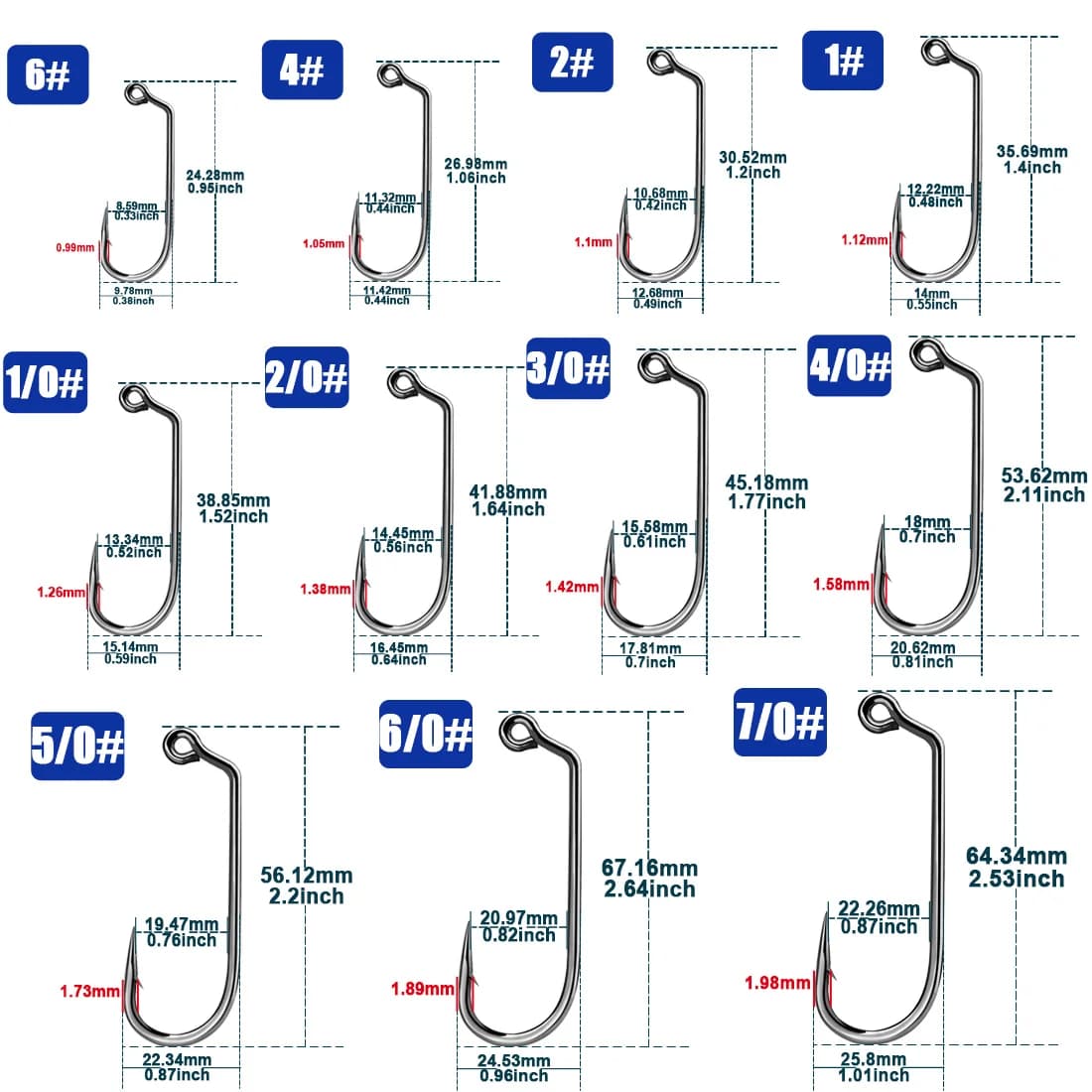 25 hameçons jig pêche mer 60 degrés longue tige acier carbone pour poissons côtiers