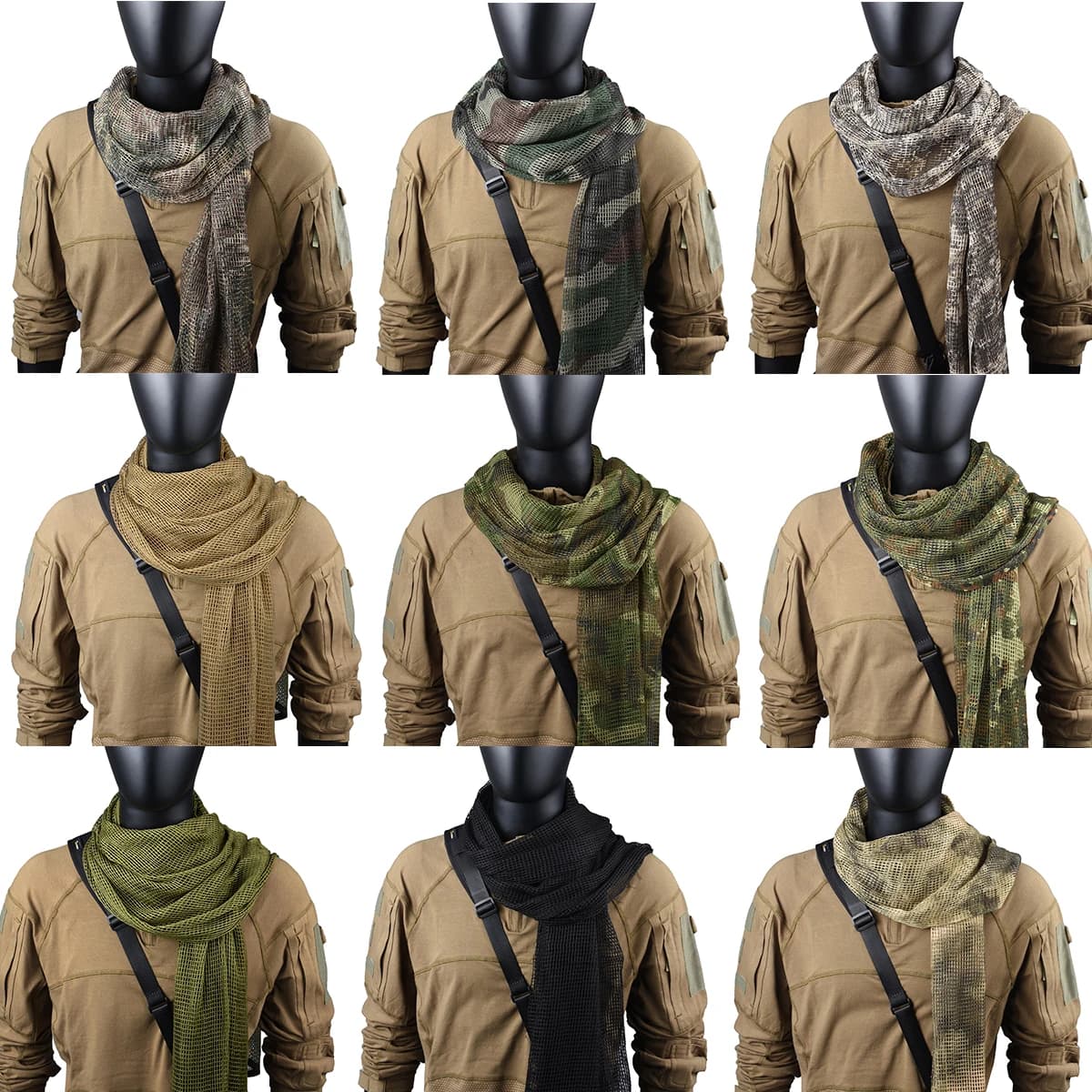 Foulard camouflage mesh respirant - Cache-visage polyvalent pêche randonnée sports outdoor