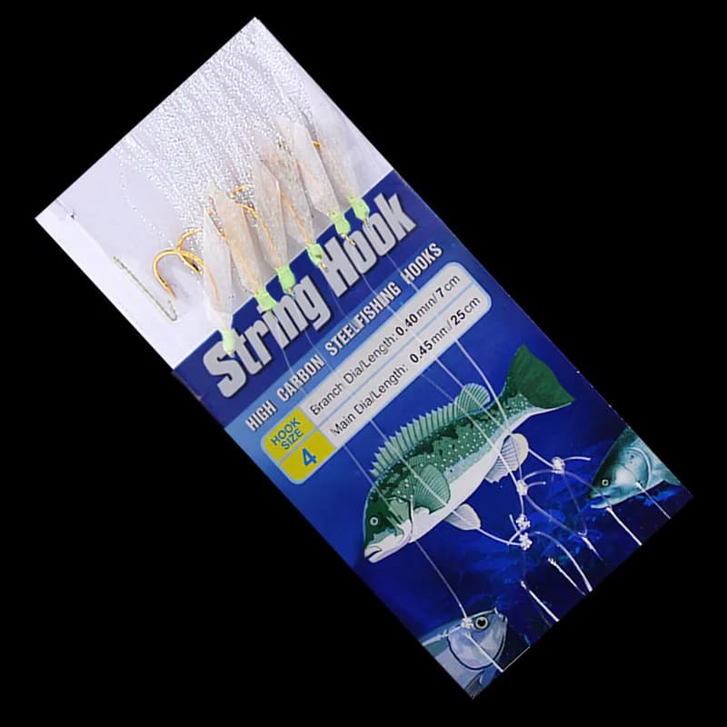 5 pack de bas de ligne Sabiki avec perles fluorescentes et hôtes en carbone haute résistance