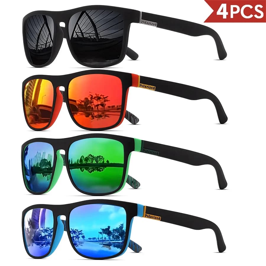 Pack lunettes sport carrées légères PC UV400 pêche conduite - Durabilité unisexe 1/3/4PCS