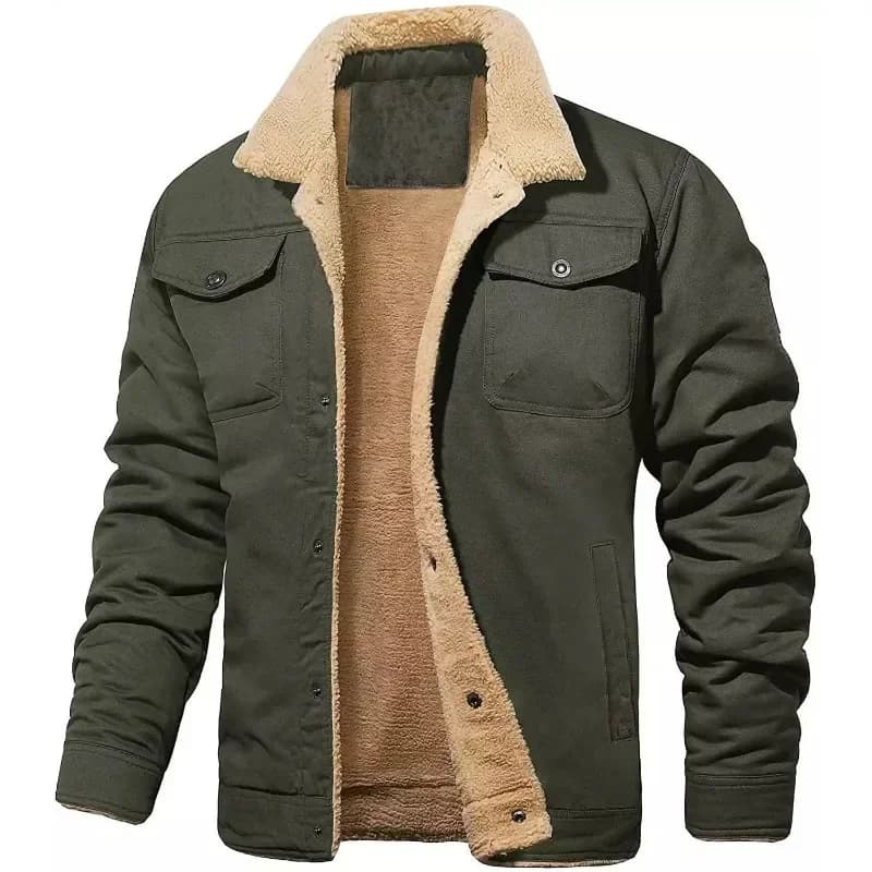Veste bomber homme hiver doublure polaire épaisse 5XL - Vêtement chaud cargo boutonnable pour pêche