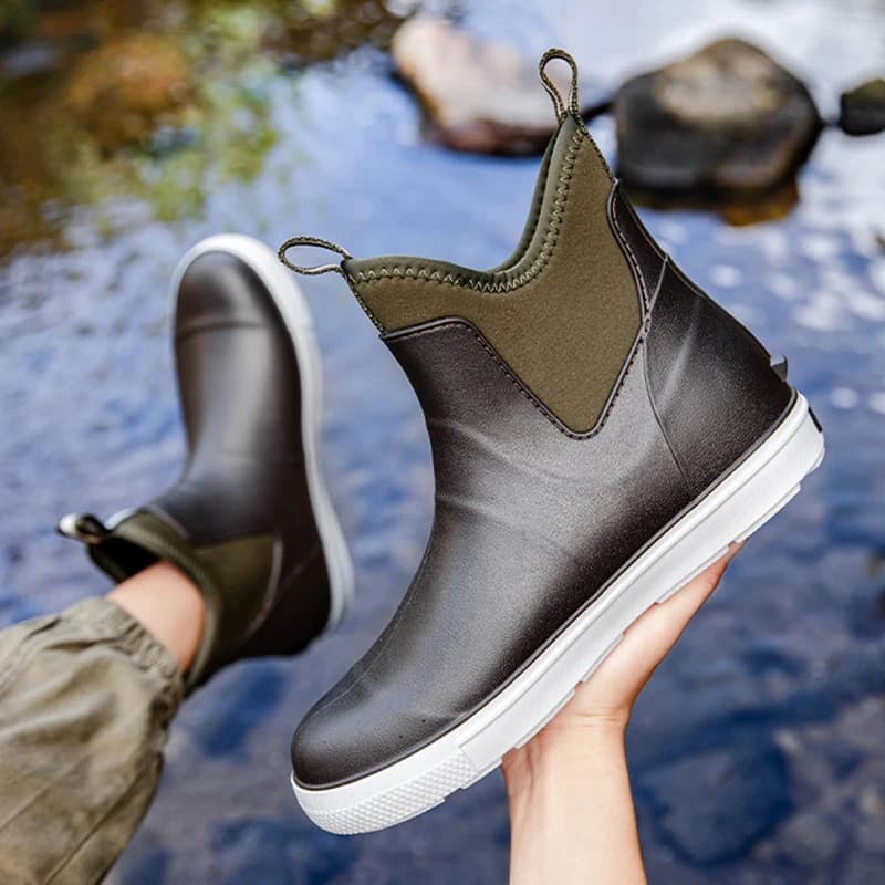 Chaussures imperméables mi-hautes homme randonnée anti-dérapantes résistantes extérieur pêche casual