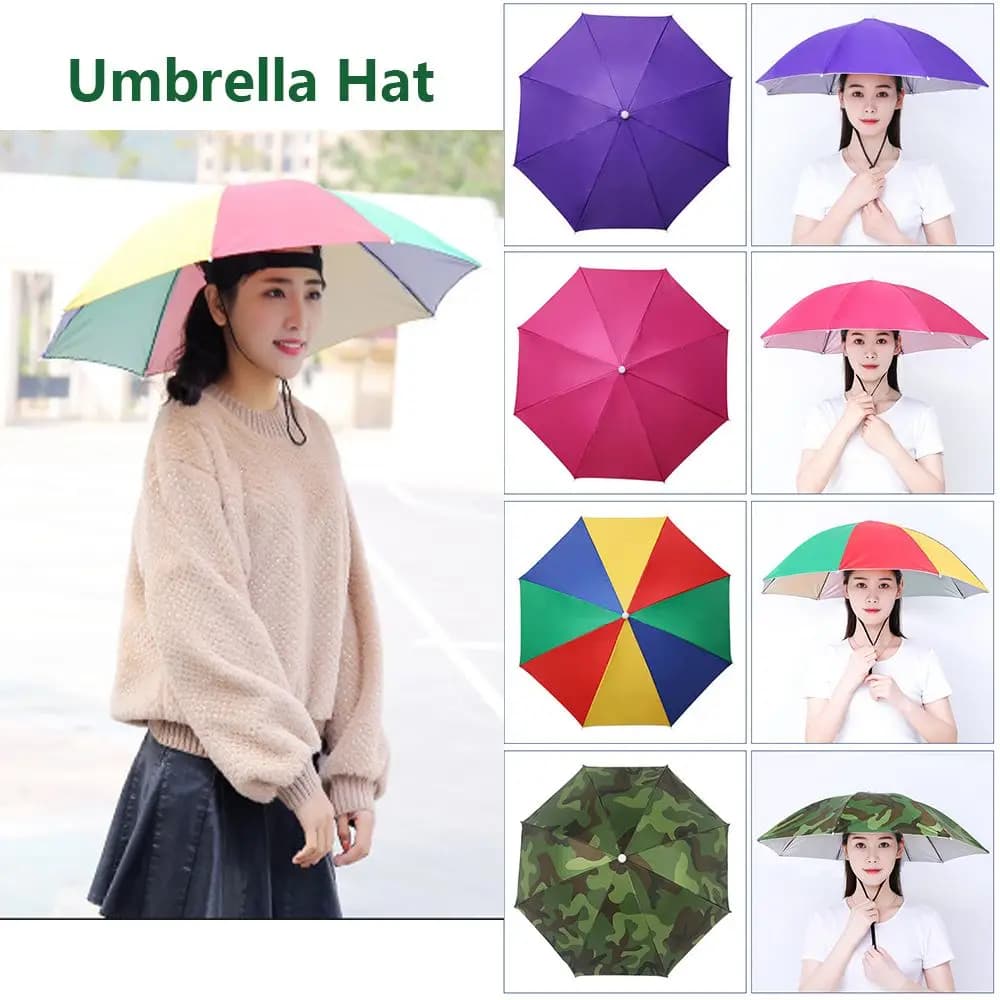 Nouveau chapeau parapluie portable pêche pliable protection solaire pluie anti-vent camping plage