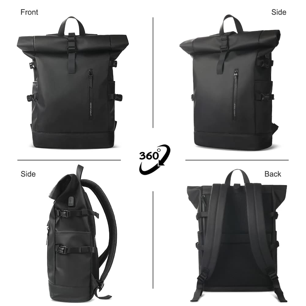 Sac à dos de voyage extensible HK - Grand sac étanche avec port USB pour ordinateur 15,6 pouces