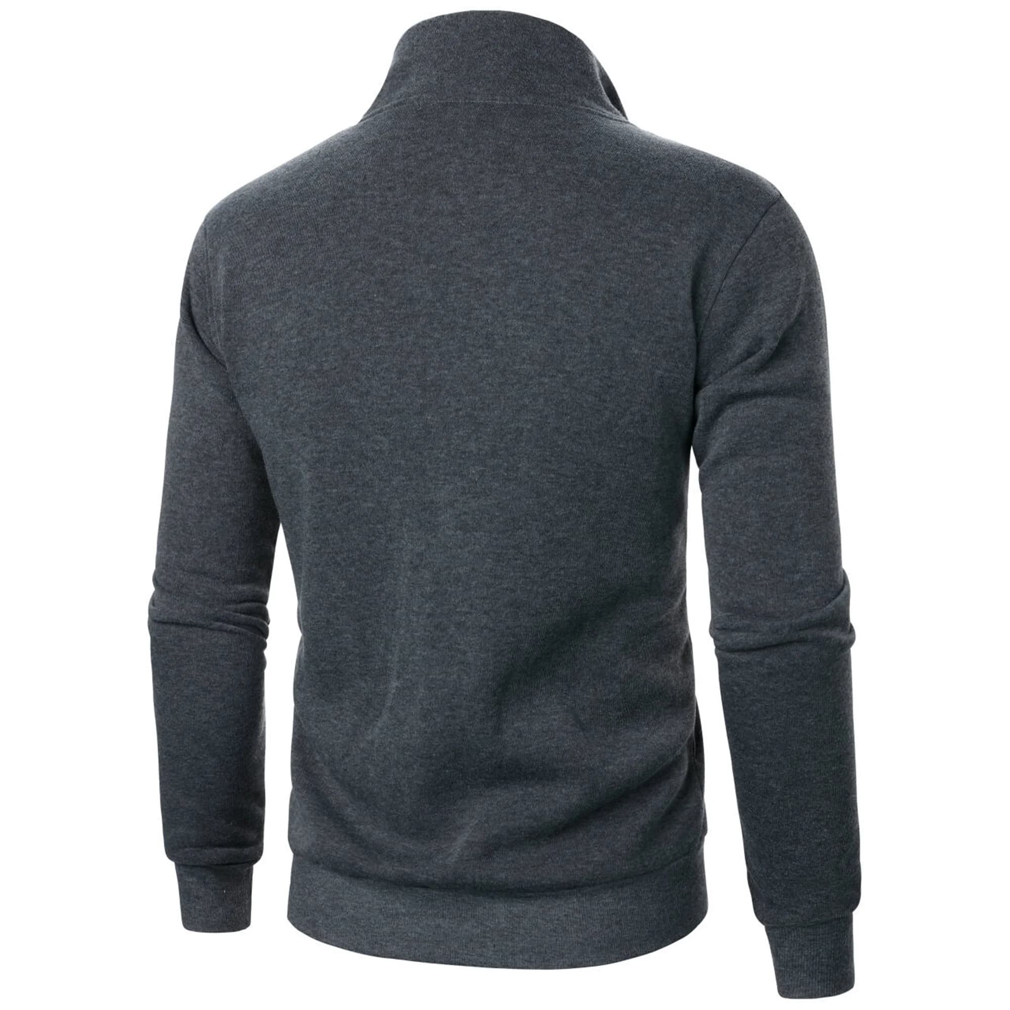 Veste casual sport homme col montant fermeture unie pêche simple élégante haut basique