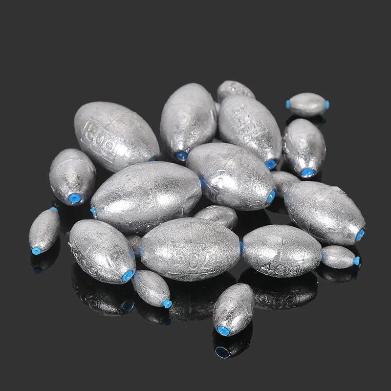 Plombs de pêche mer olive troués 2g à 60g poids plomb avec échelle pour surfcasting pêche au leurre