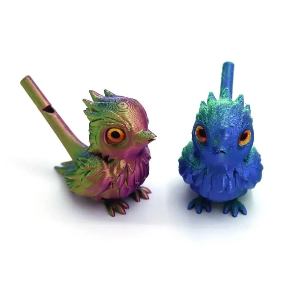 Sifflet oiseau portable imprimé 3D à gradient d'eau - Flûte décorative pour bureau ou cadeau original