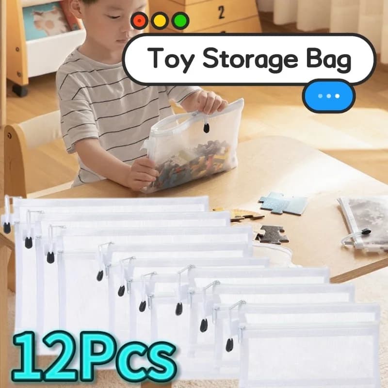 Sacs rangement transparents mailles puzzles jouets pêche enfants leurres accessoires tri