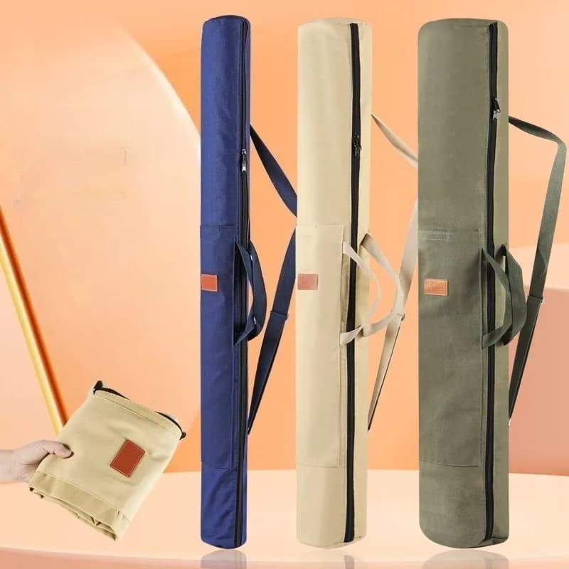 Sac canne à pêche jaune toile grande capacité avec compartiment parapluie - Stockage équipement pêche