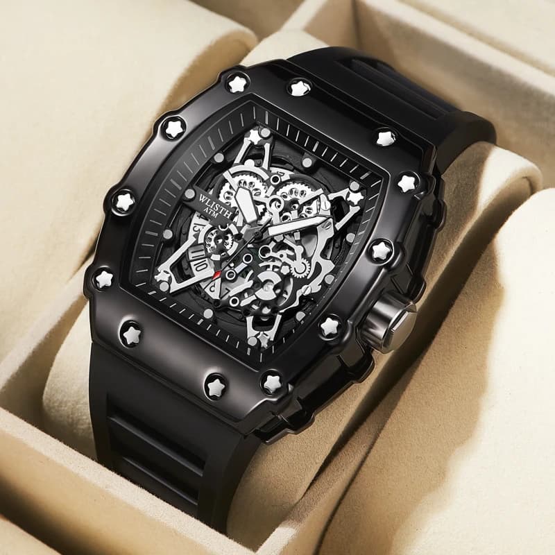 Montre homme grand cadran quartz étanche sport - Montre carrée luminescente pour activités extérieures