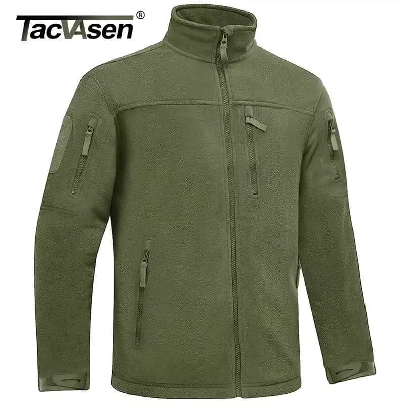 Veste de pêche hiver TACVASEN polaire à fermeture - Veste chaude pêche randonnée avec poches zippées