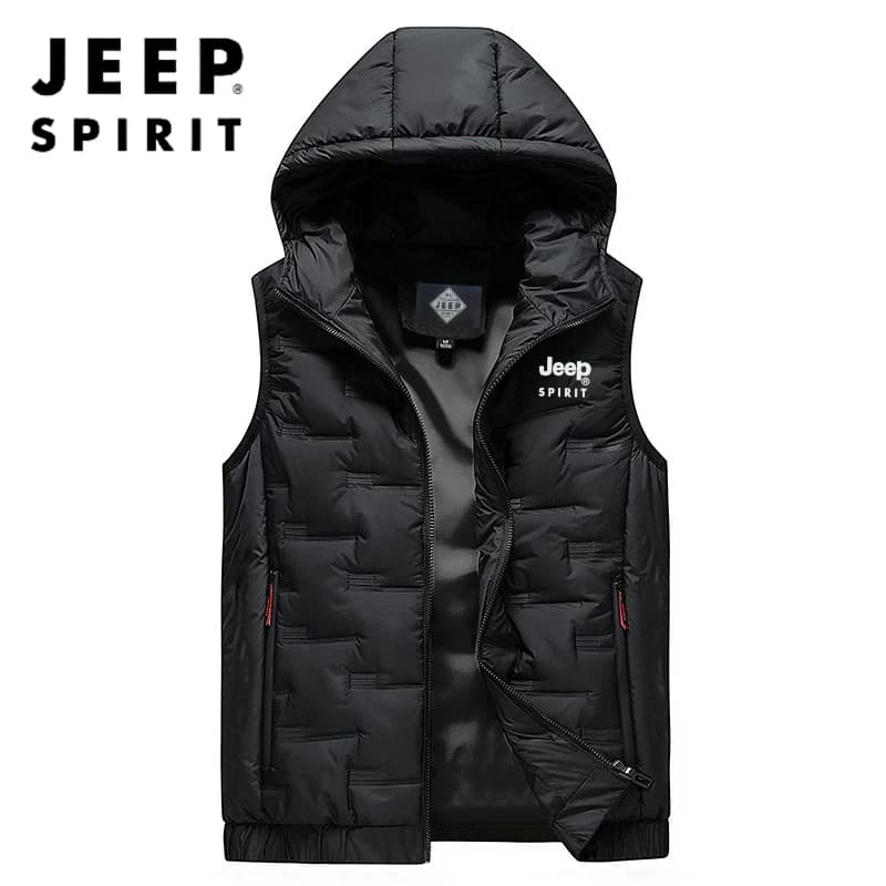 Gilet homme Jeep Spirit coupe-vent chaud - Cardigan à capuche color block pour automne hiver