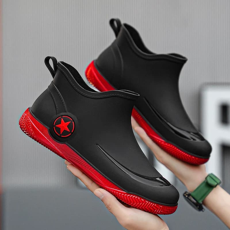 Bottes de pluie homme pour travail extérieur et cuisine - Chaussures de sécurité antidérapantes et imperméables