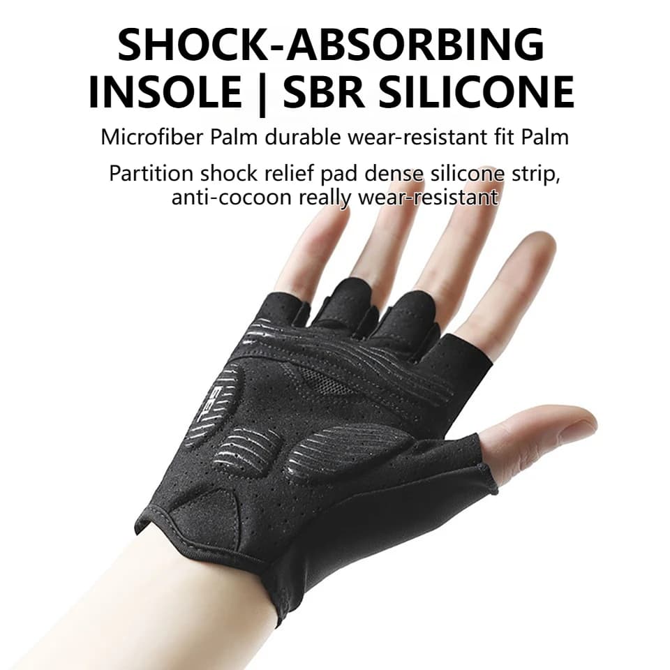 Gants vélo été demi-doigts GTUBIKE avec rembourrage SBR - Gants pêche anti-dérapants absorbants chocs MTB hommes
