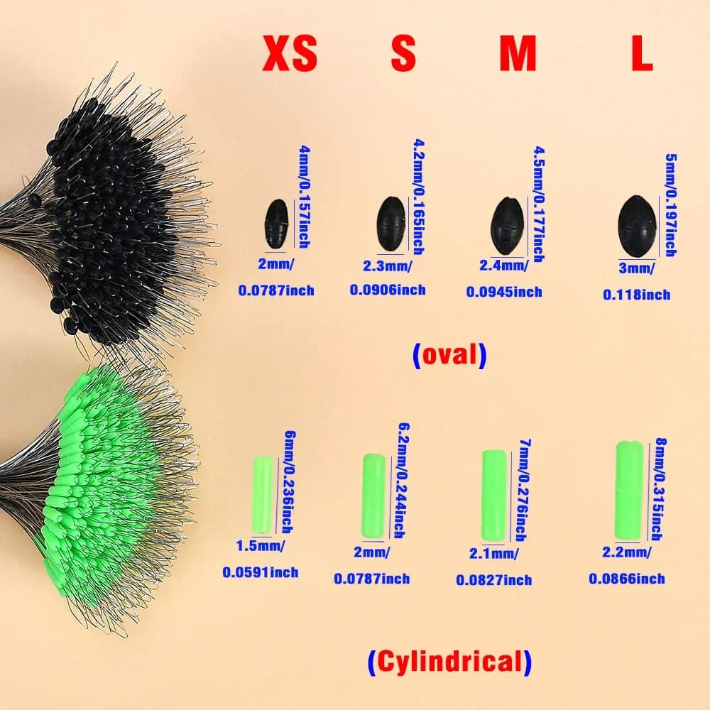 300 stops ligne pêche silicone cylindre ovale - Arrêts flotteurs plombs élastiques équipement montage