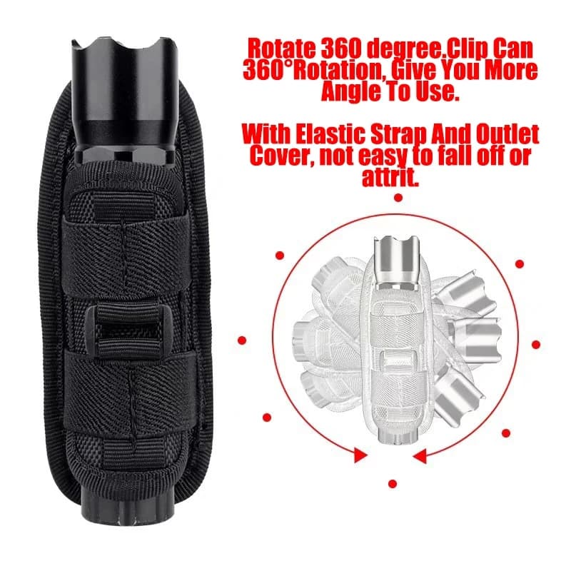 Pochette ceinture lampe tactique durable 360° rotation pêche chasse accessoires éclairage survie