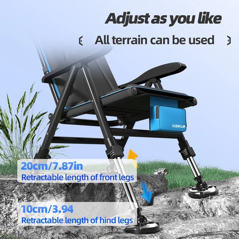 Fauteuil pêche pliant confortable à pieds télescopiques léger camping activités extérieures