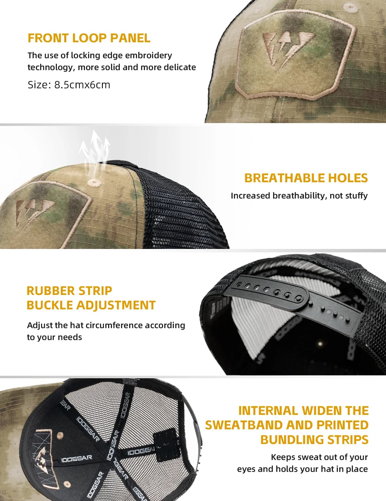 Casquette tactique IDOGEAR mesh unisexe visière pêche randonnée été protection solaire