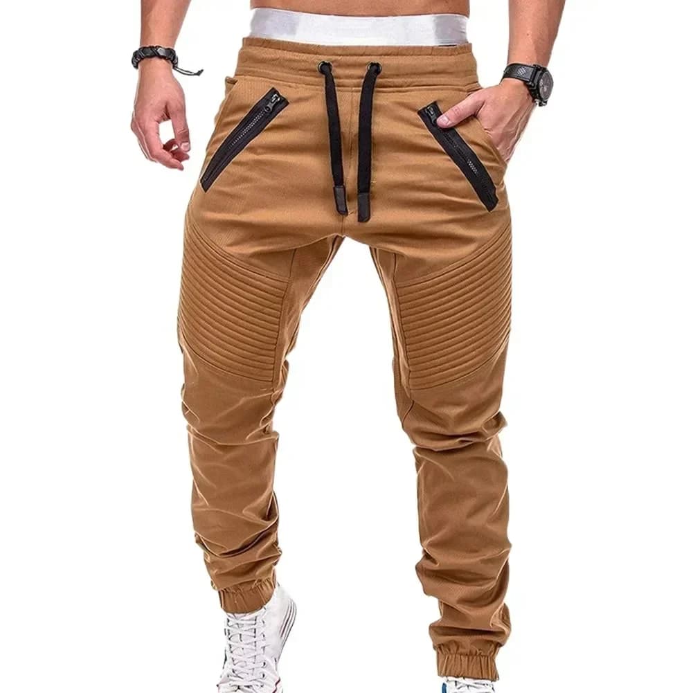 Pantalon printemps automne homme réglable cordon pêche poches ajustables slim fit rayé jogging