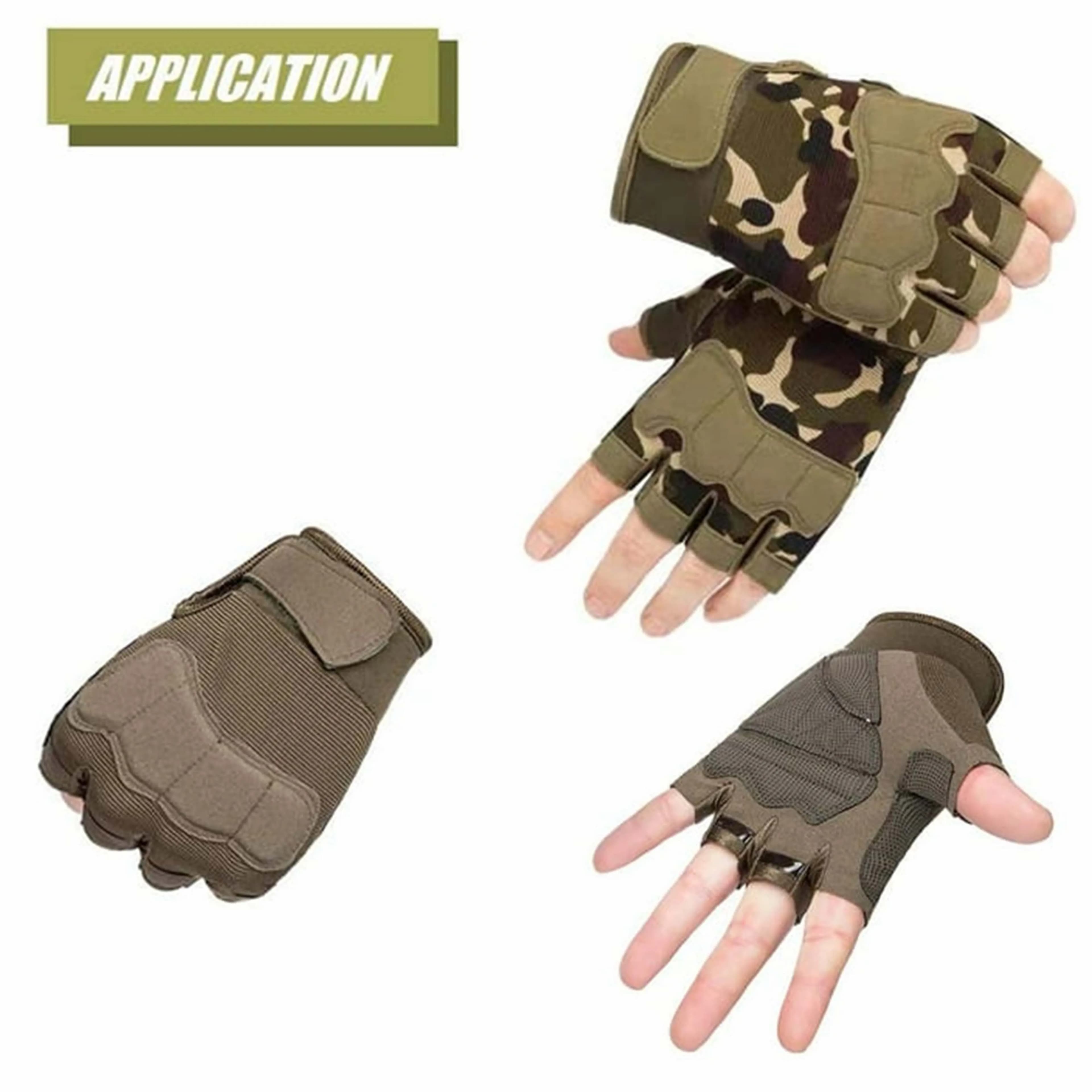 Gants tactiques doigts complets cuir coton vert anti-coupure chasse sport entraînement