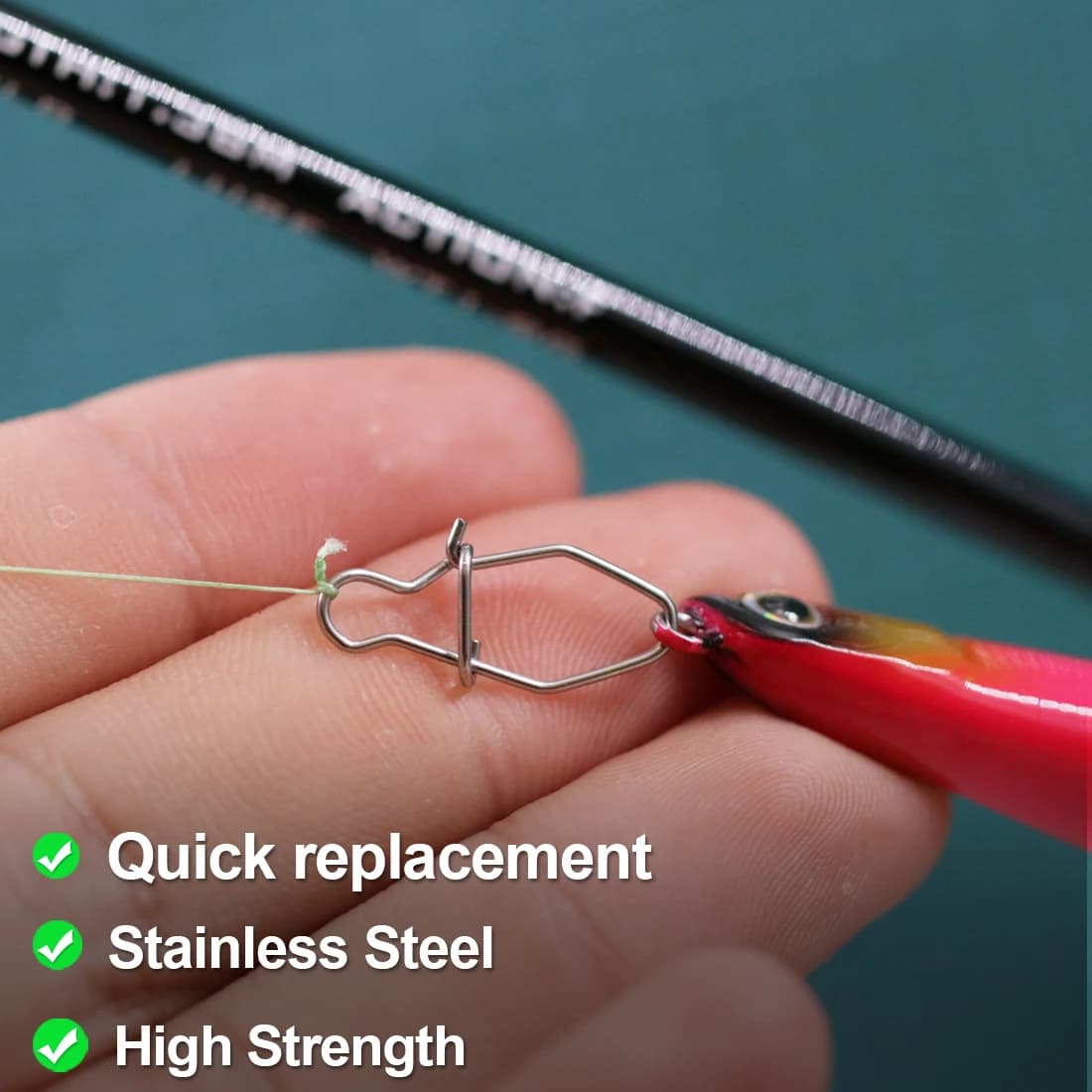 50 snaps de pêche en acier inoxydable 9KM - connecteurs rapides pour crankbaits et leurres