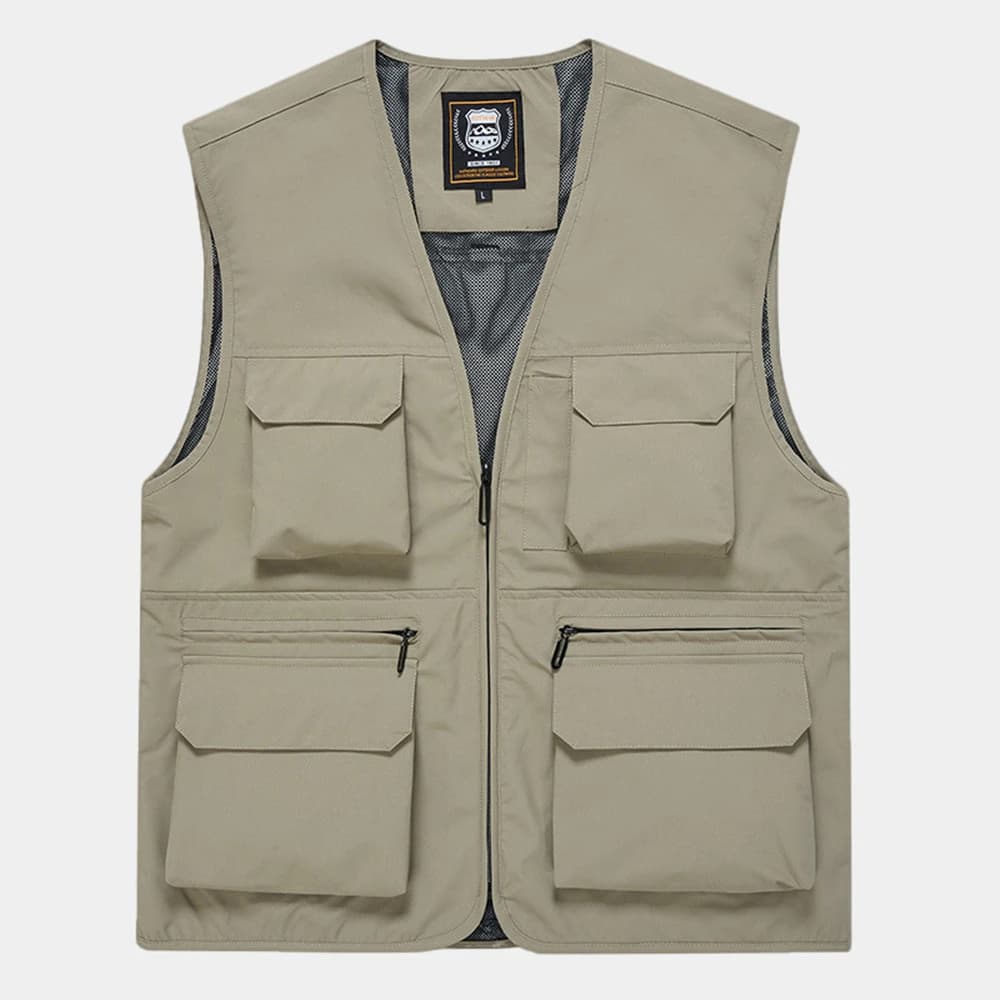 Veste légère homme à multiples poches, style décontracté et fonctionnel pour la pêche en extérieur
