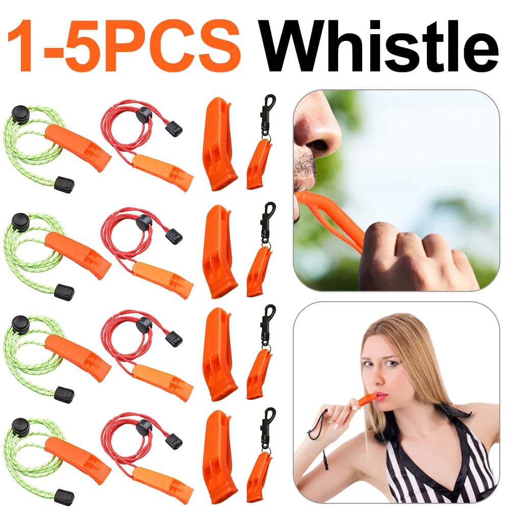 Lot de sifflets de sécurité étanches pour kayak, plongée et survie - Urgence outdoor 5 pièces
