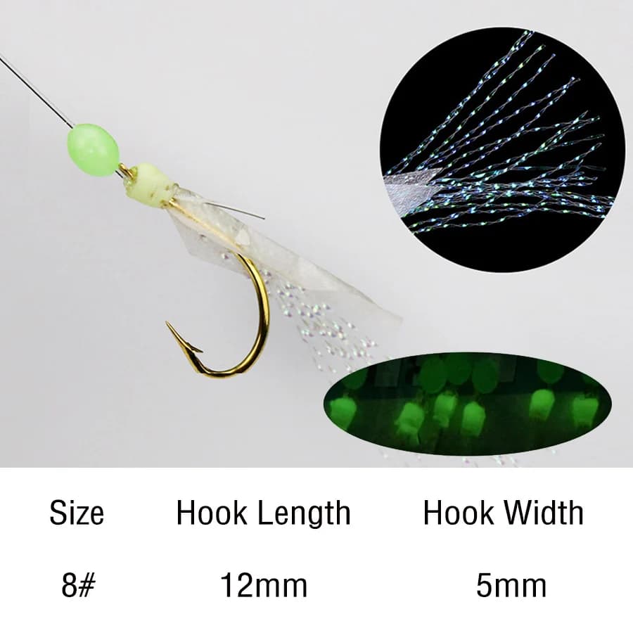 Montages sabiki 5 packs 6 rigs/pack pour pêche mer appâts peau poisson leurres